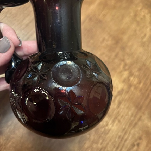 Clevenger Brothers Purple Glass Pitcher with Star and Moon Design - Picture 4 of 5